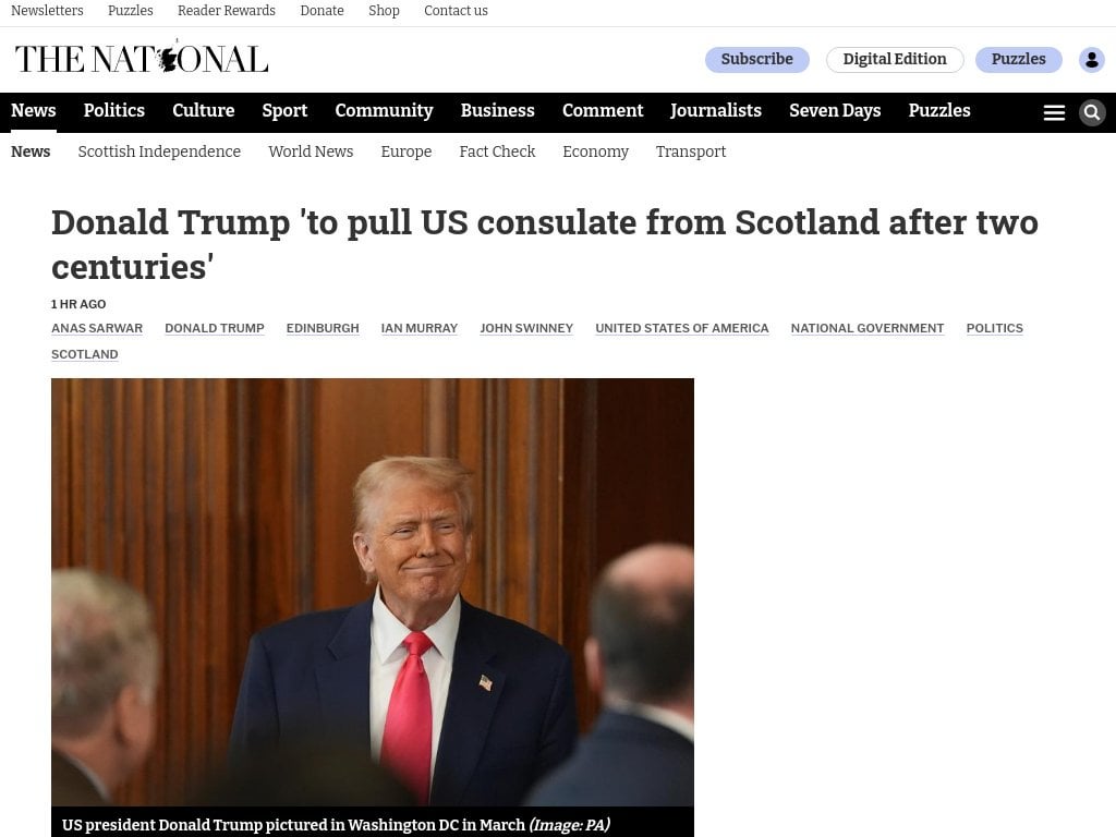 Donald Trump 'to pull US consulate from Scotland after two centuries'