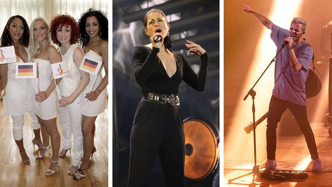 Deutsche ESC-Flops: die Girlgroup „No Angels“ 2008, Sängerin Ann-Sophie 2015 und Sänger Malik Harris 2022.