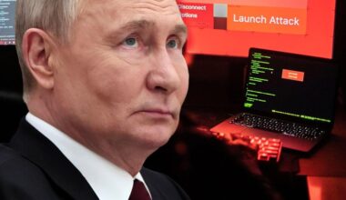 Betreibt mit Hackern innerhalb der Nato einen Schattenkrieg: Russlands Präsident Wladimir Putin. Im Hintergrund ist ein Hacker an seinen Computern zu sehen.