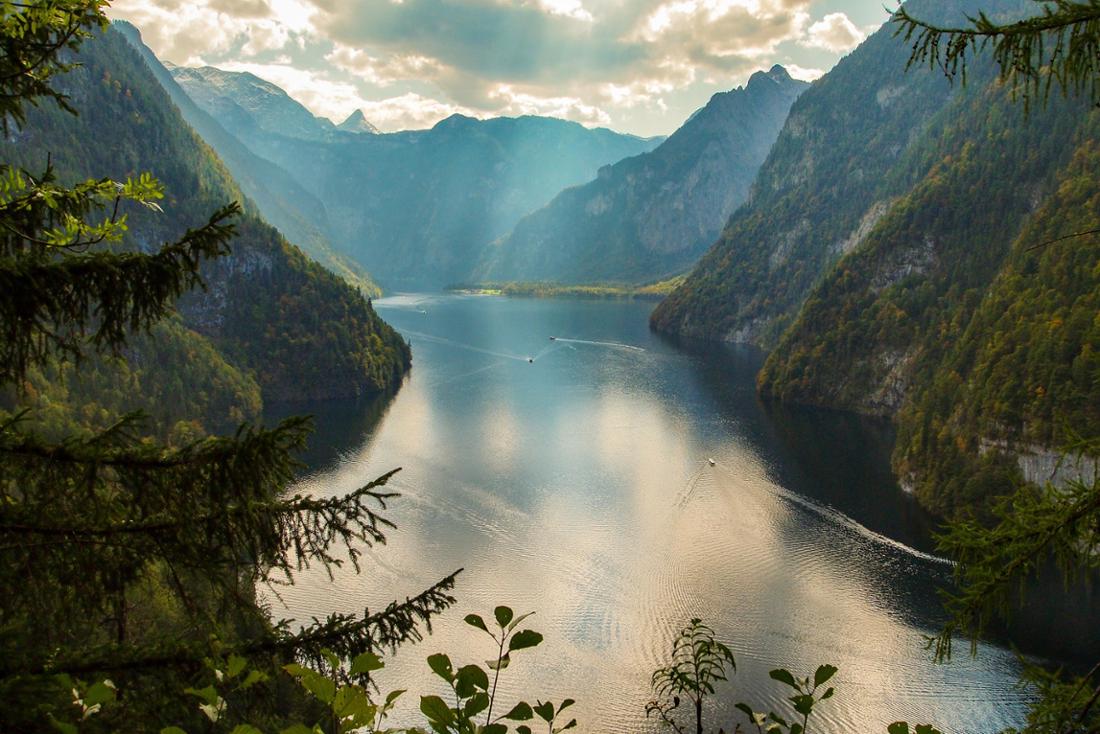 Blick auf den Königssee, Bayern, Deutschland