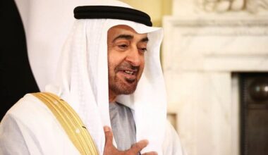 abu dhabi s crown prince sheikh mohammed bin zayed al nahyan speaks as he meets britain s prime minister boris johnson in downing street london britain september 16 2021 reuters