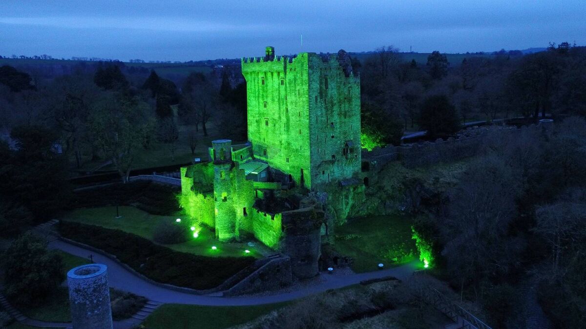 Blarney Castle in County Cork lit up in green for St Patrick's Day. 'The numbers for the rest of the year look promising but with the ever-changing world landscape you have to be cautious.' File picture: Blarney Castle & Gardens