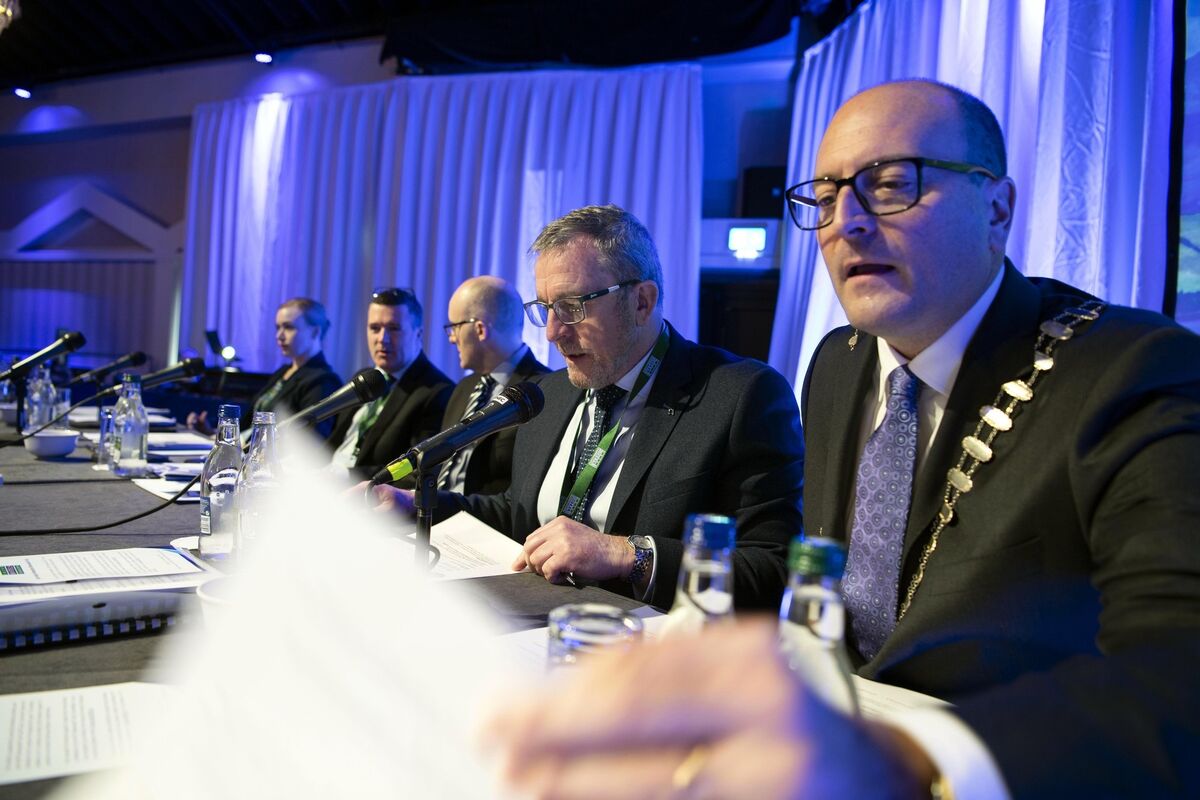 Irish Hotels Federation president Michael Magner and chief executive Paul Gallagher at the IHF conference in the INEC-Gleneagle Hotel, Killarney, in February. Picture: Don MacMonagle