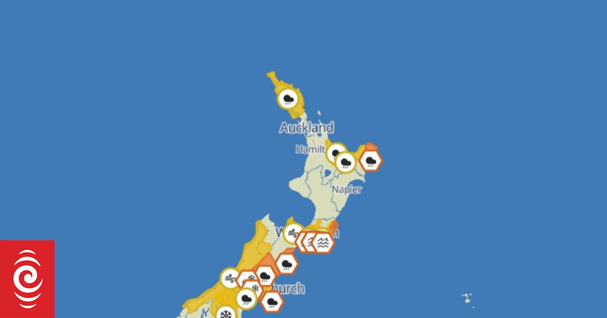 Snow, wind and rain warnings issued across the country; high swells cancel Cook Strait ferries