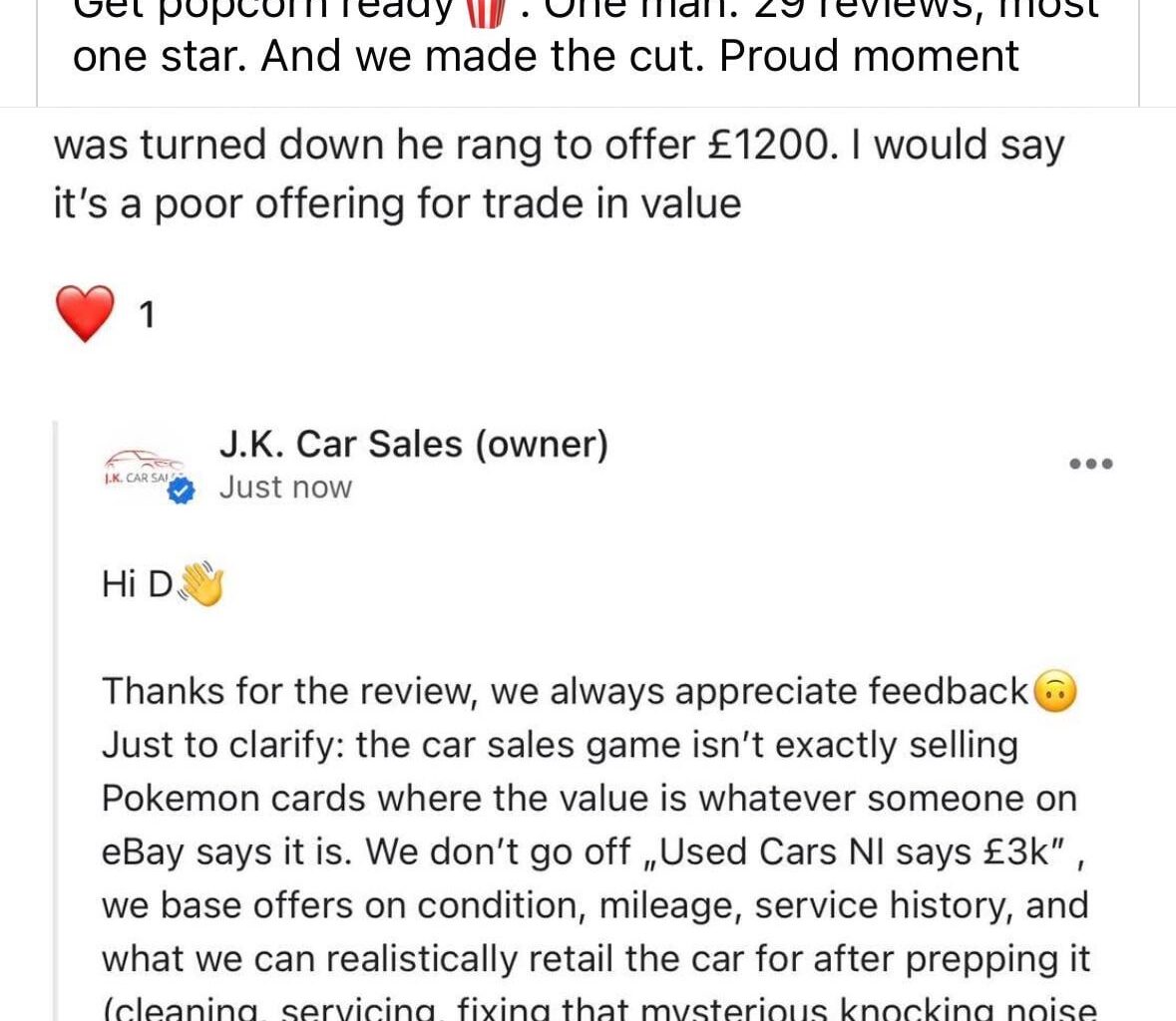 Another NI business complaining about reviews