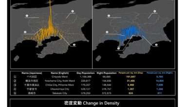3D Visualization of Tokyo's Day and Night Populations [OC]