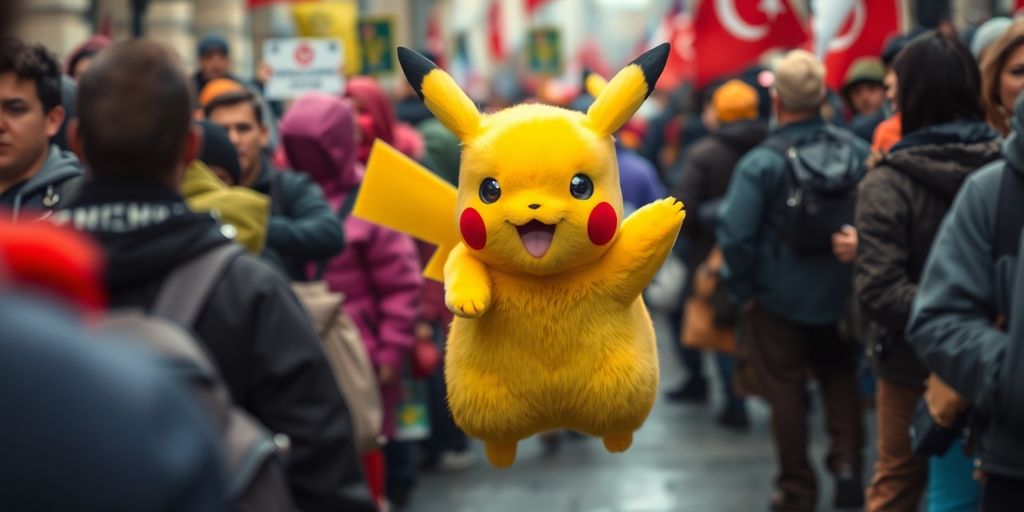 Pikachu Makes a Run for It Amid Protests in Turkey