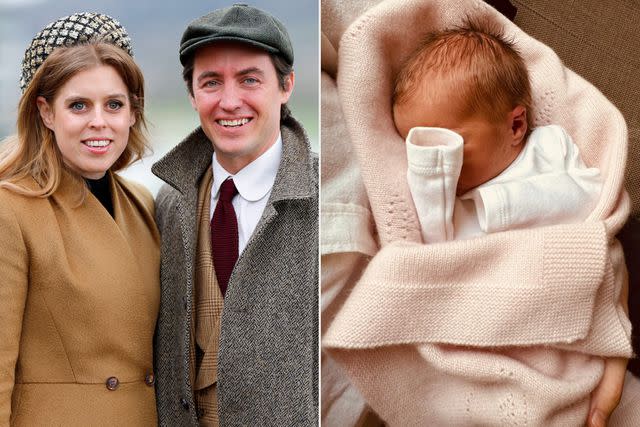 Max Mumby/Indigo/Getty; Edoardo Mapelli Mozzi/Buckingham Palace (Left) Princess Beatrice and Edoardo Mapelli Mozzi at the Cheltenham Festival on March 14, 2024; (Right) Athena Elizabeth Rose Mapelli Mozzi in a photo shared on Jan. 29, 2025.