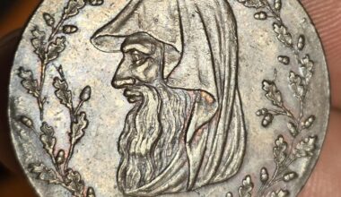Old Welsh coin with a druid