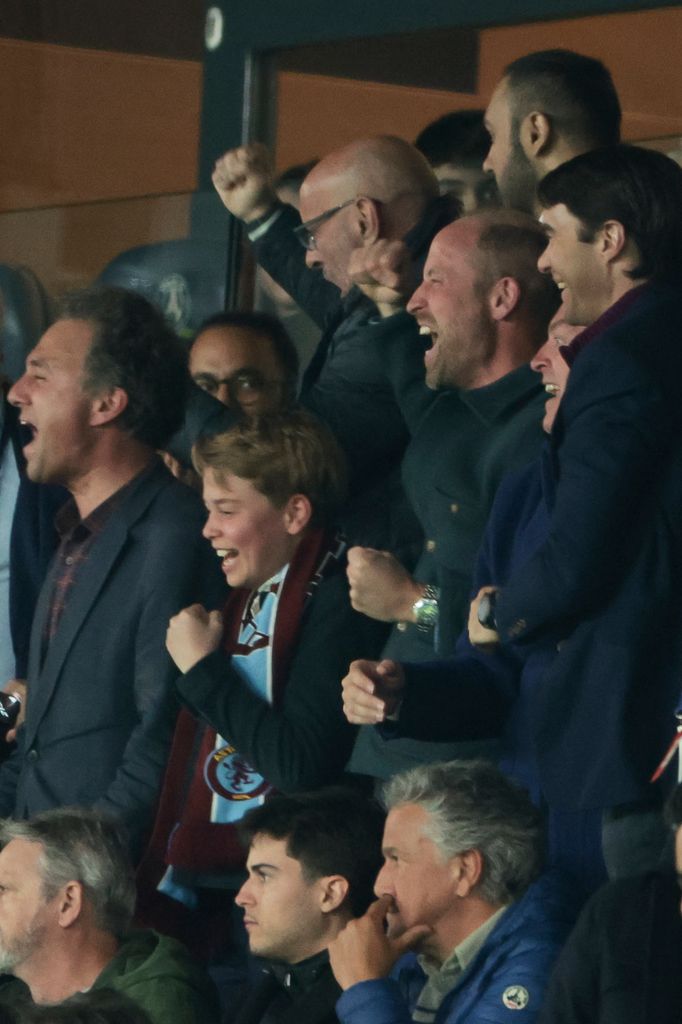 Prince George and Prince William celebrating at Villa match