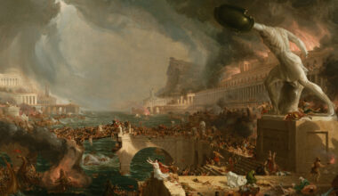 The fall of the Roman Empire depicted in this painting from the New York Historical Society.
