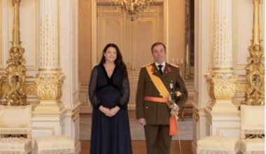 Prince Guillaume, Hereditary Grand Duke of Luxembourg, received a new ambassador of the UK in Luxembourg Ms Joanne Olivier. April 23 2025.