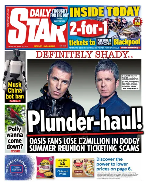 "Plunder-haul!" reads the headline on the front page of the Daily Star.