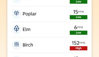 Pollen Concentration in London Today.