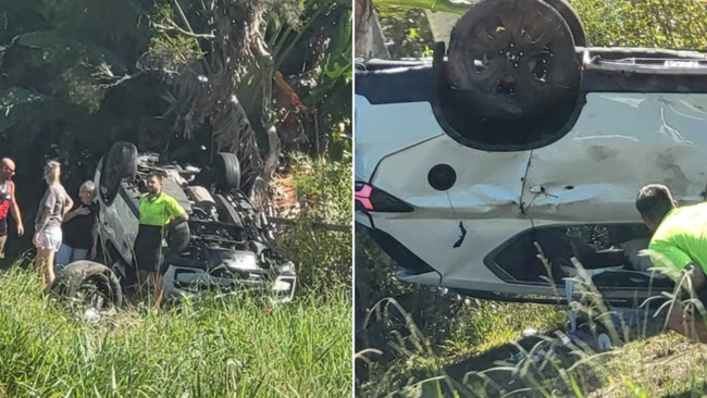 The white Ssangyong crashed in Landsborough, before the alleged gunman stole a third car from a learner driver.