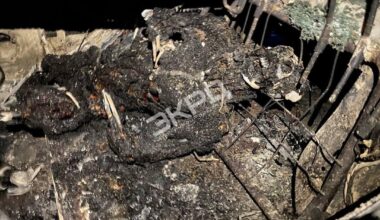 Image of a couple burned alive in their car in Kryvyi Rih following today’s strike by Russia. April 4, 2025. GRAPHIC