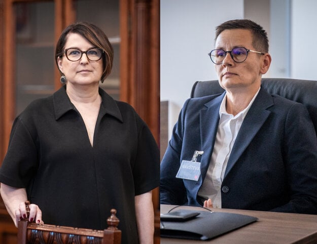 Šéfka Súdnej rady Marcela Kosová a sudkyňa Pamela Záleská. (zdroj: SME/Jozef Jakubčo)