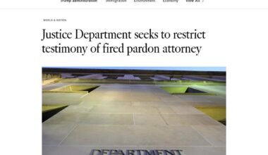 Trump's DoJ seeks to restrict Congressional testimony of fired pardon attorney