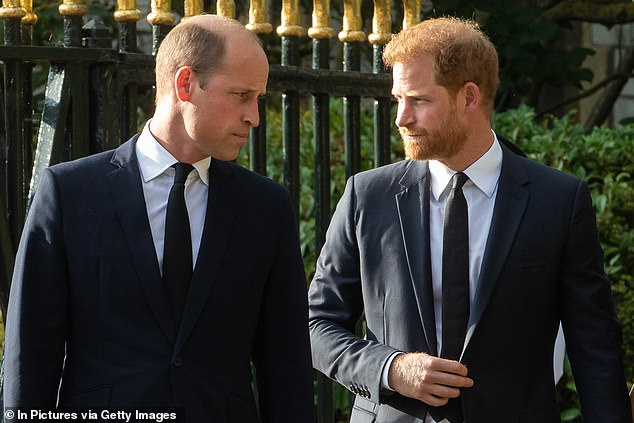 Royal expert Tina Brown wrote in her book: 'William was said to have been appalled when he saw the Sussexes had been edited out. He knew his brother well enough to predict a Category Five tantrum brewing'