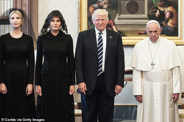 President of United States Donald Trump, his wife Melania and daughter Ivanka meet Pope Francis in 2017 in Vatican City