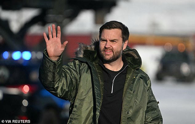 U.S. Vice President JD Vance arrives to board Air Force Two after touring the U.S. military's Pituffik Space Base in Greenland