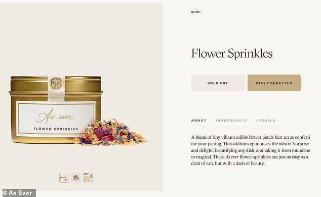 The $15 (£12) flower sprinkles which Meghan uses frequently and refers to in her Netflix series