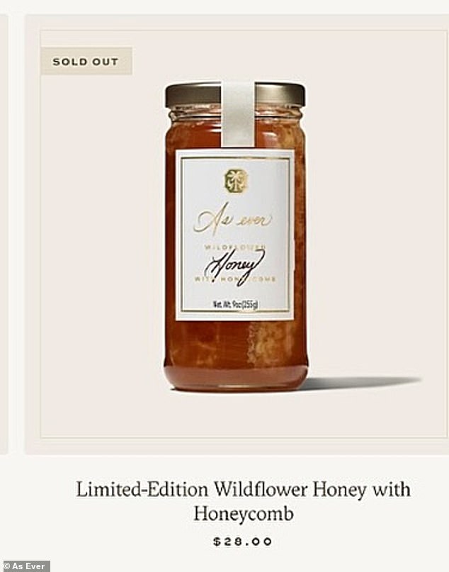 Meghan's limited-edition As Ever wildflower honey with honeycomb cost $28 (£22)