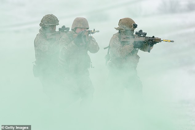 The British Army, Royal Navy, and the Office for Nuclear Security websites have been hit with cyberattacks by an alliance of pro-Russian and pro-Palestinian hackers. Pictured are British and Romanian soldiers during a NATO Allied Reaction Force (ARF) training exercise in February