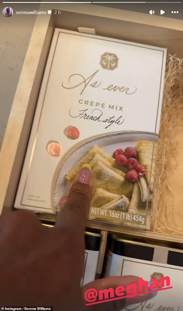 The tennis legend, 43, took to her Instagram Story to share the 'best surprise of the day' as she unveiled a hamper from the Duchess of Sussex 's lifestyle brand, As Ever