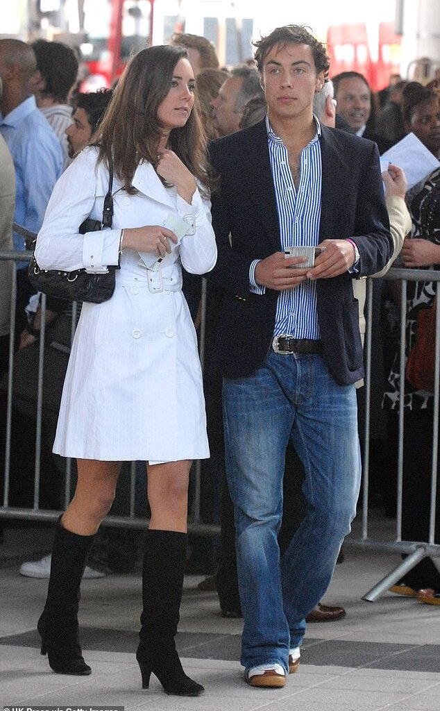 Catherine (pictured, left) is seen with her younger brother James (pictured, right), who said he knew Prince William 'knew the powers of what dogs can do'