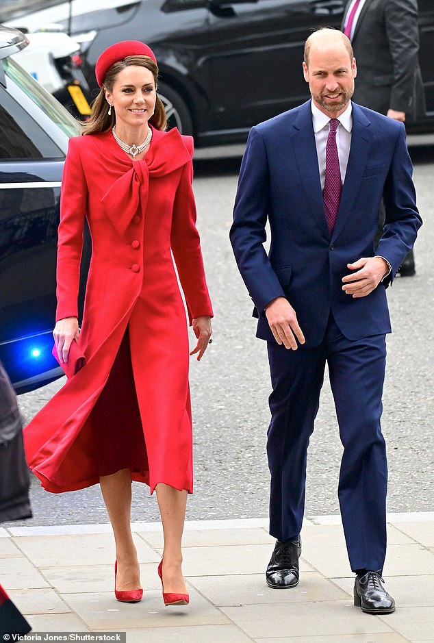 The Princess of Wales (pictured, left) often sees her siblings, according to her brother James (she is seen with the Prince of Wales in London in March this year)