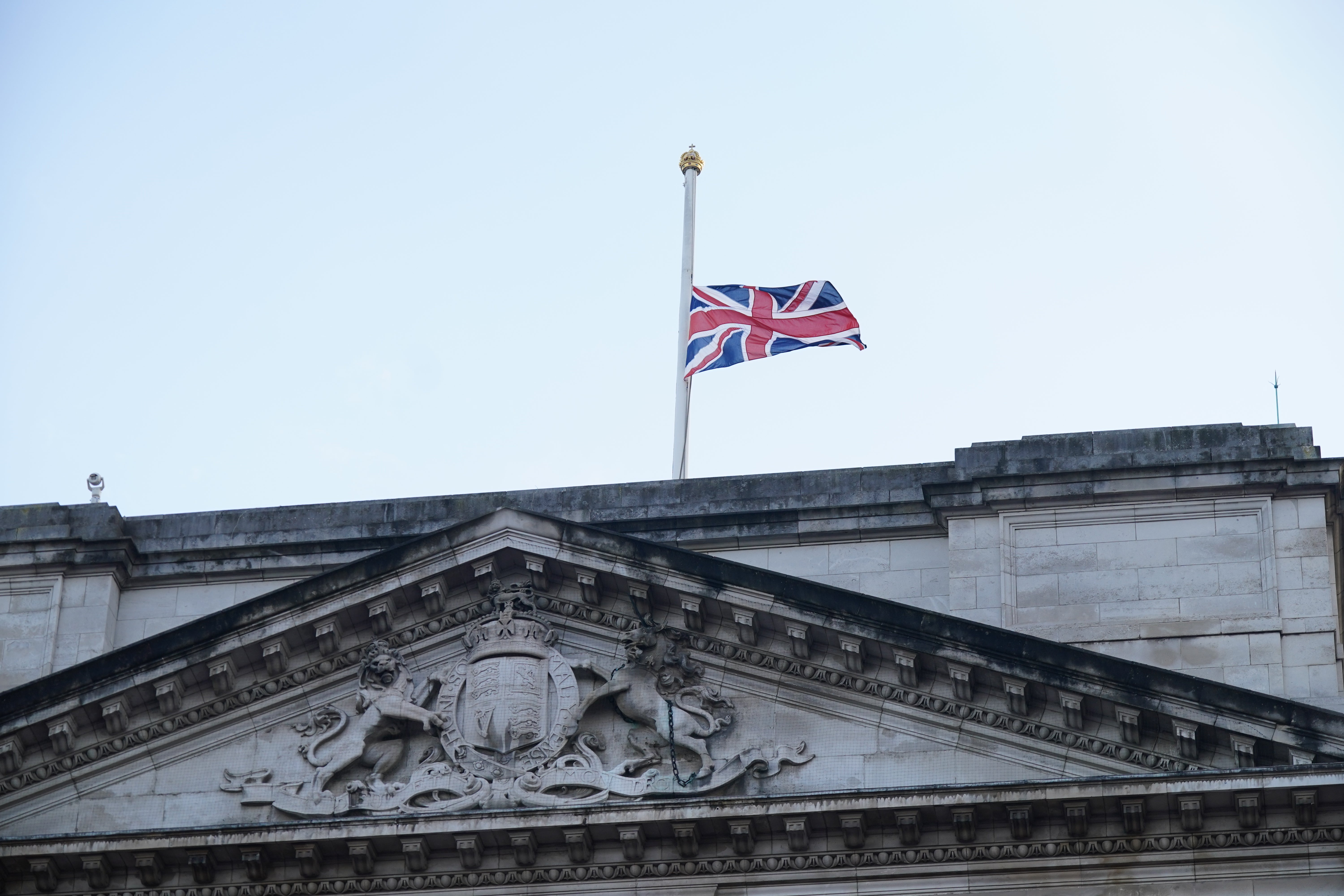 The Union flag will be flown half mast at royal residences where the King is not in residence.