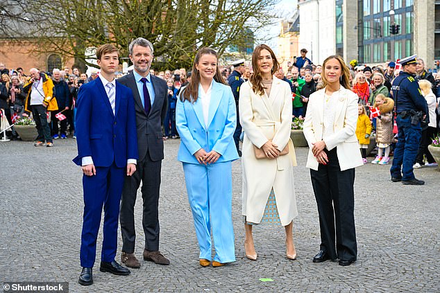 The youngest in the Danish royal's brood, Isabella was pictured alongside her parents an other members of the family including her twin siblings, Princess Josephine, Prince Vincent, both 14