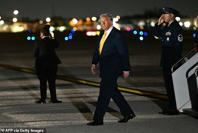 Donald Trump touched down at Miami International airport ahead of attending UFC 314
