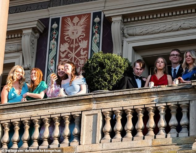 Guests gathered outside the lavish Copenhagen theatre as the royal family arrived on the red carpet