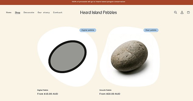 Customers have the option of buying a digital or real pebble - for a varying price - with proceeds going to WWF Australia