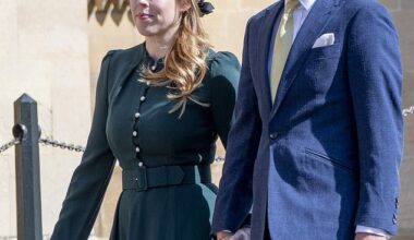 Princess Beatrice, 36, was seen making a striking fashion statement in a stylish gold headband as she arrived at the royal Easter service with her husband Edoardo Mapelli Mozzi