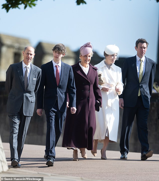 At one point before the service, Princess Eugenie was spotted entering the grounds with her uncle, Prince Edward, along with his wife, Sophie, Duchess of Edinburgh, and their 17-year-old son, James, Earl of Wessex