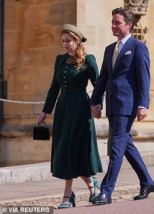 Princess Beatrice donned a form fitting forest green dress
