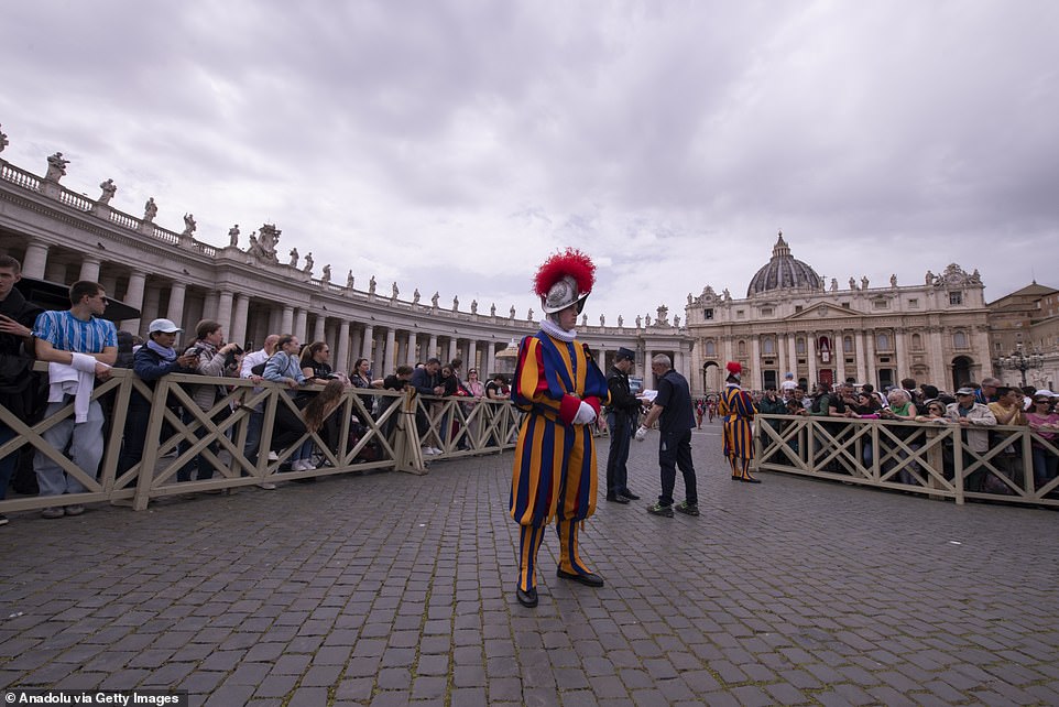 A view from the ceremony at the end of the Easter Mass led by Cardinal Angelo Comastri to commemorate the resurrection of Jesus, at the Vatican, on April 20, 2025