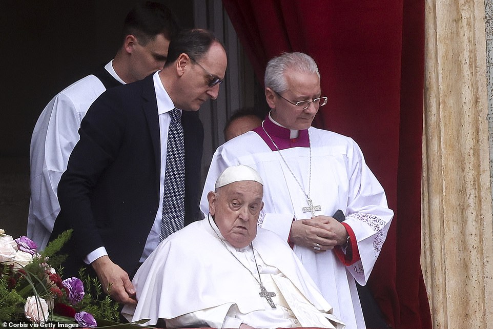 Pope Francis attends the Urbi et Orbi Message to the World at the central Loggia of St. Peter's Basilica, on April 20, 2025