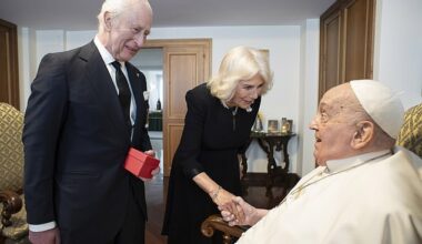 King Charles and Queen Camilla have a private meeting with Pope Francis in the Vatican City on April 9 this year