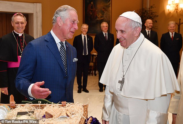 Charles met with Pope Francis when he was the Prince of Wales during a trip to the Vatican in April 2017