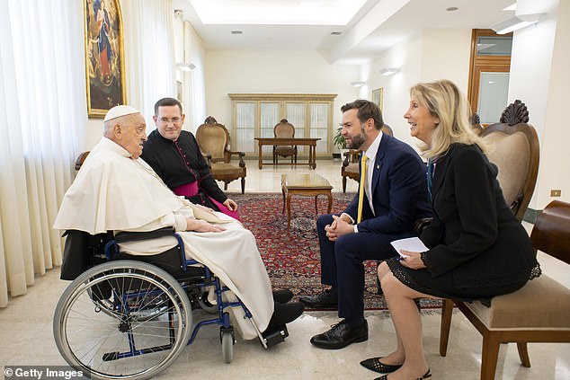 The Pope, who was wheelchair-bound for the last months of his life, met Vance at Casa Santa Marta in the Vatican City on Easter Sunday