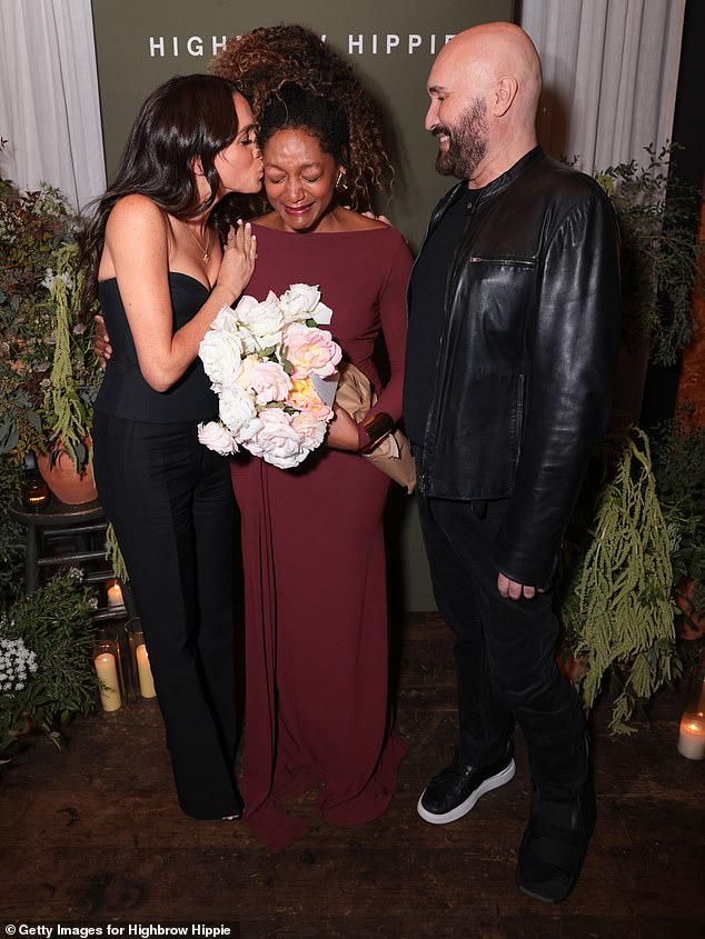 Meghan with Kadi Lee and her hair stylist Serge Normant at the Highbrow Hippie event in Venice, California, in November 2024