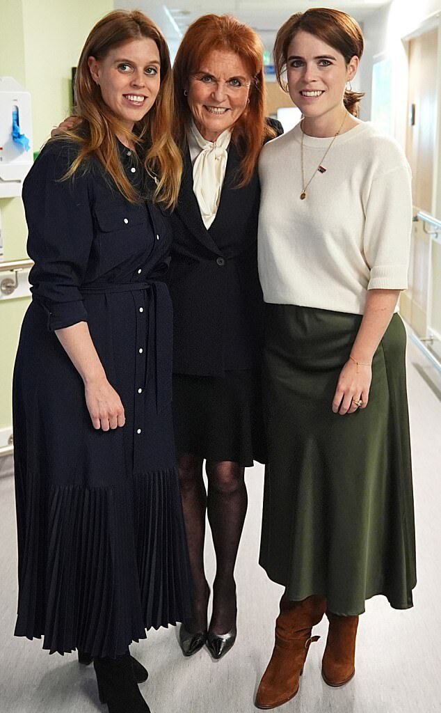 The Duchess of York and her daughters, Princess Beatrice and Princess Eugenie, spent time with teenage cancer patients on Wednesday