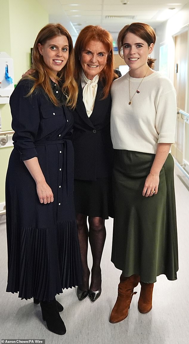 The Duchess of York and her daughters, Princess Beatrice and Princess Eugenie, spent time with teenage cancer patients on Wednesday