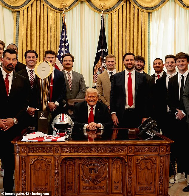 Joe McGuire, pictured fourth from left, was part of the Ohio State side that got to meet POTUS Donald Trump at the White House