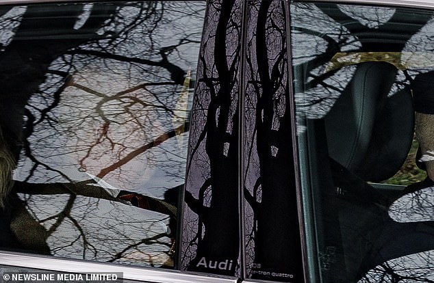 King Charles was just visible sitting in the back seat of the car as he made his way to the Sunday service