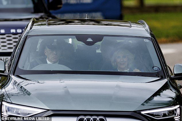 Queen Camilla was spotted while making her way to Crathie Kirk church in Scotland on Sunday morning